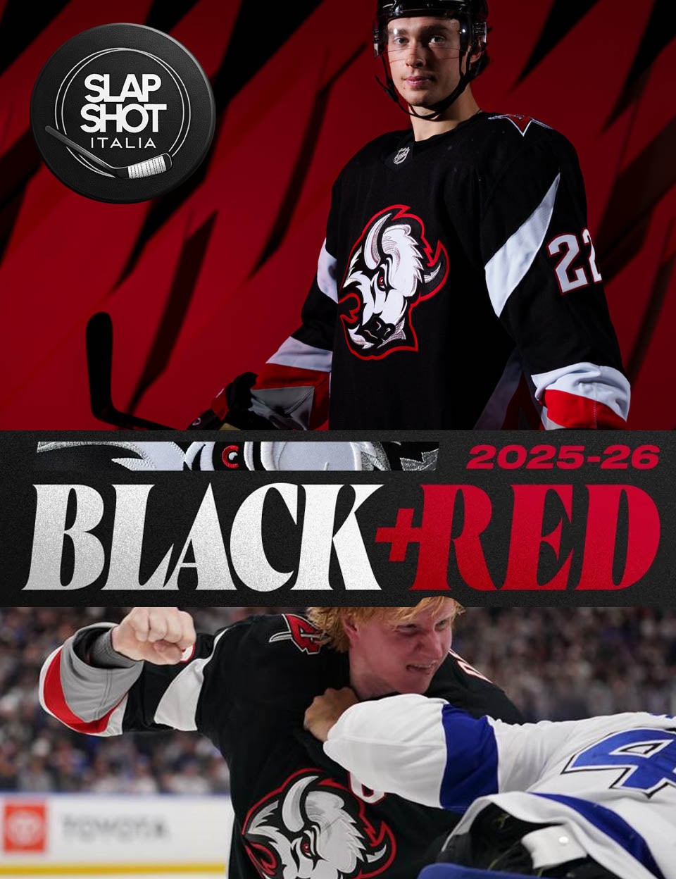 🐃 JERSEY DELLA SETTIMANA: BUFFALO "GOAT HEAD" BLACK & RED